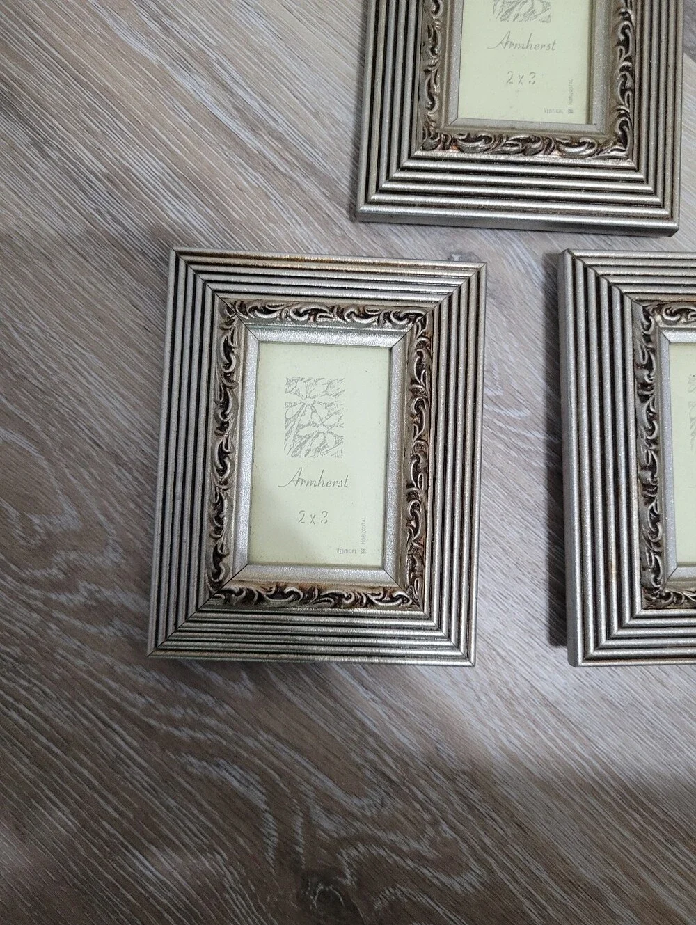 Set Of 3 Small 2x3 Frames Gold Tone Ornate Picture Frames